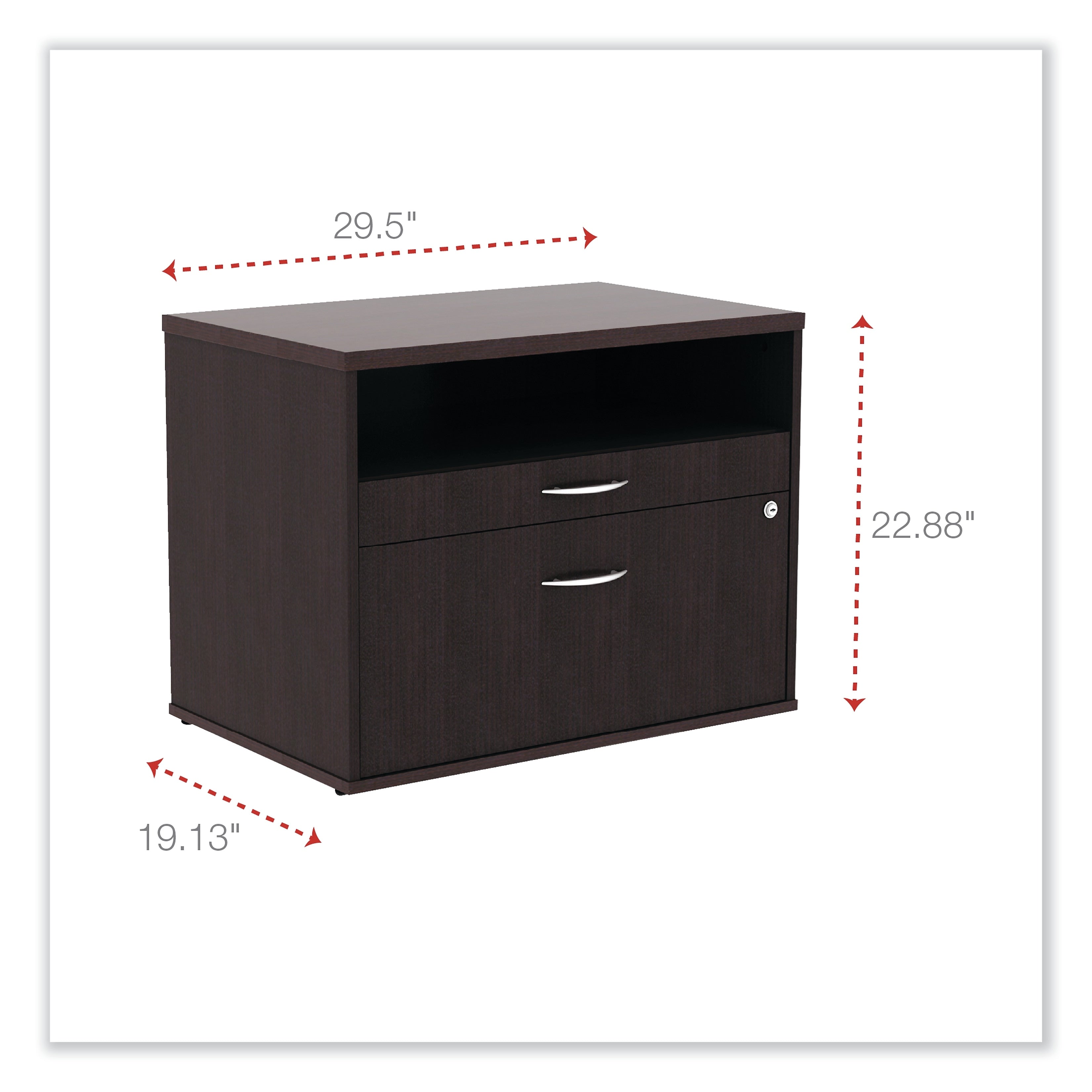Alera®,  Open Office Series Low File Cabinet Credenza, 29 1/2 x 19 1/8 x 22 7/8, Espresso