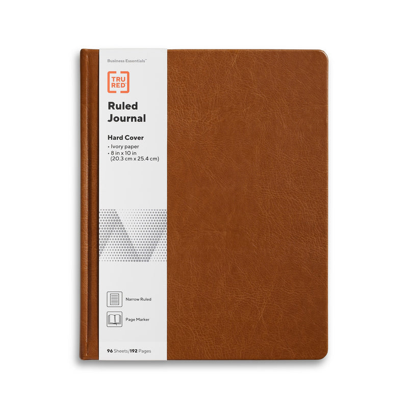 TRU RED™ 8” x 10” Large Hard Cover Narrow Ruled Journal, Cognac (TR61951)