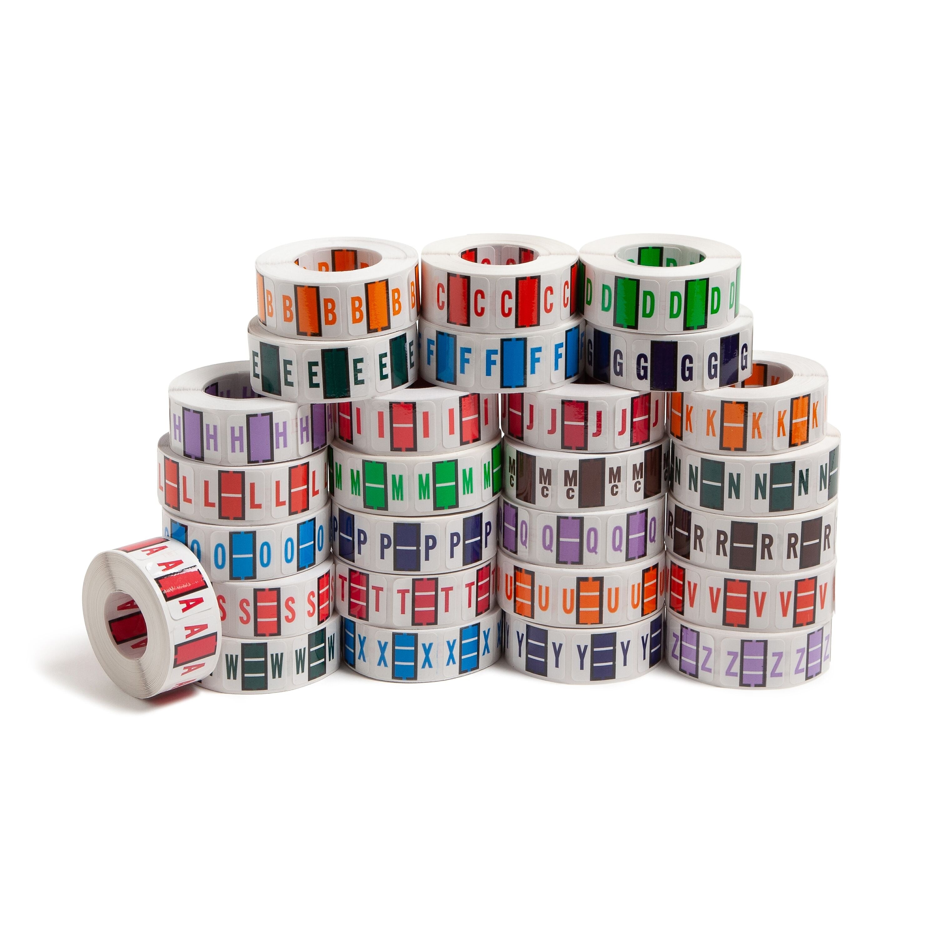 Smead BCCR Bar Style Color-Coded File Folder Labels, 1" x 1.25", Assorted Colors, 500/Rolls, 26 Rolls/Box (67070)