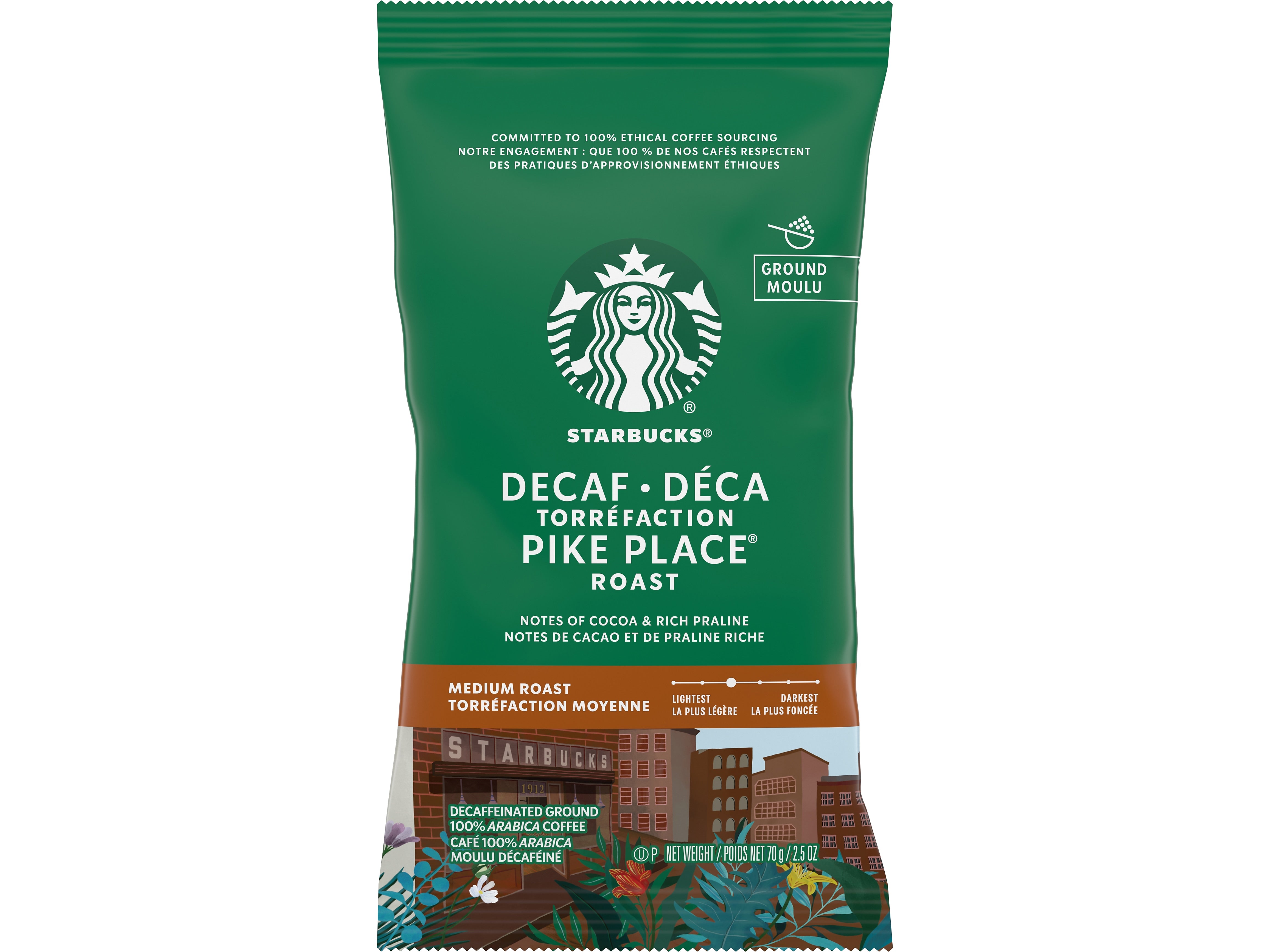 Starbucks Pike Place Decaf Ground Coffee Packet, Medium Roast, 2.5 oz., 72/Carton (SBK11023061CT)