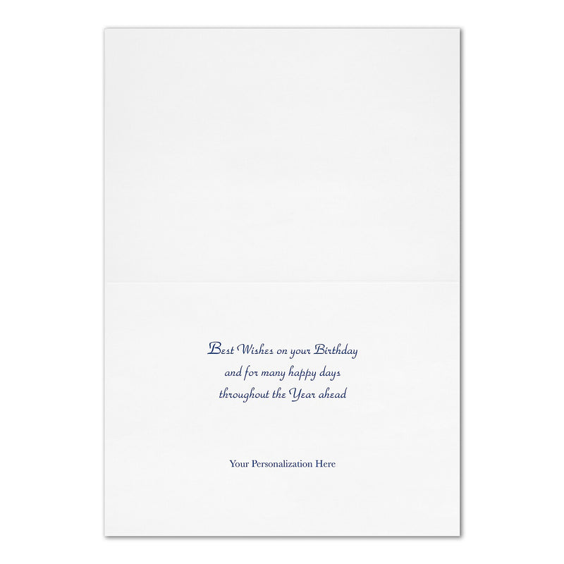 "Birthday in Blue" Birthday Card w/ Silver Lined White Envelope, 100/BX