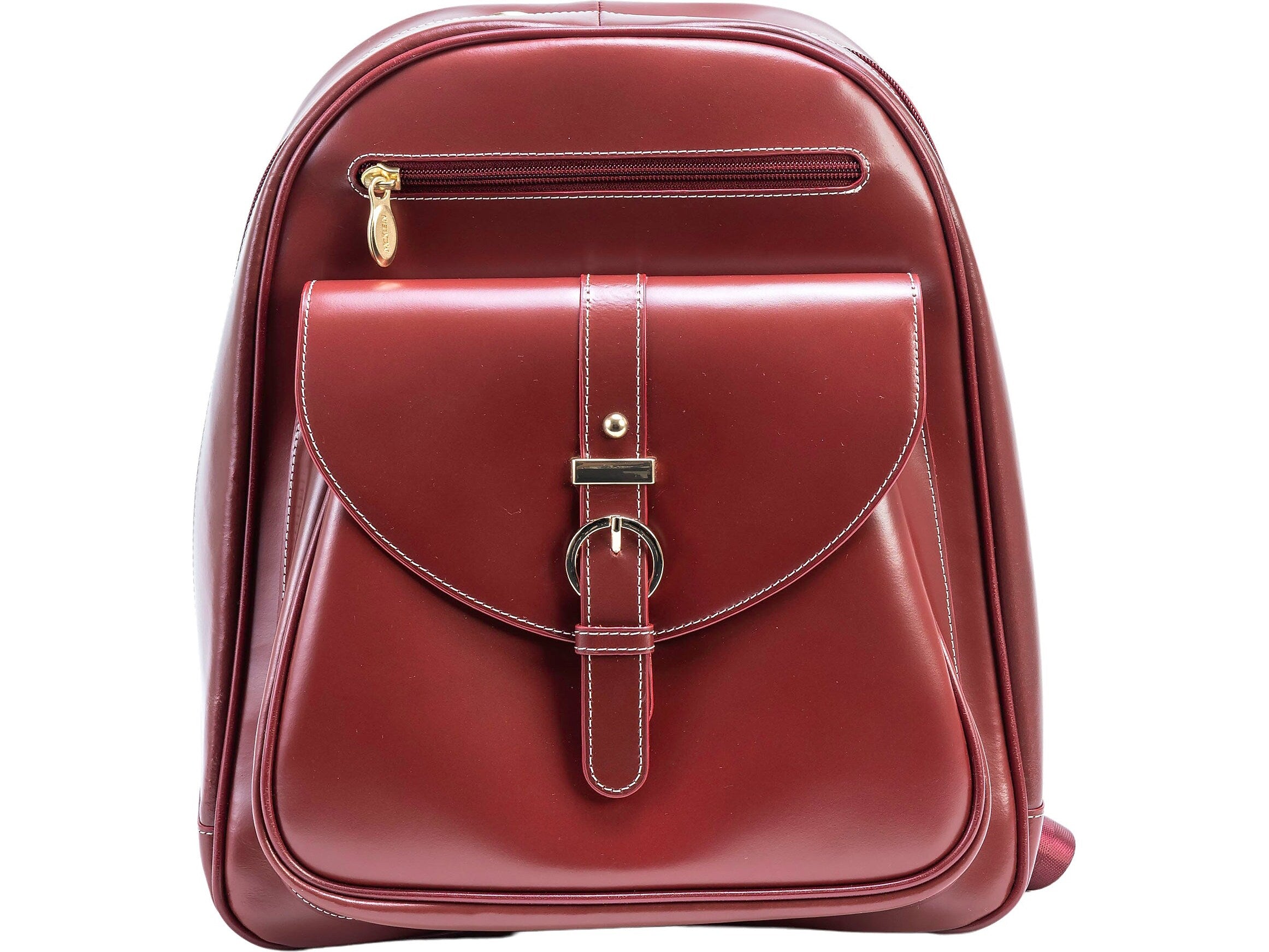 McKlein MOLINE Leather Laptop Backpack, Small, Red (99666)