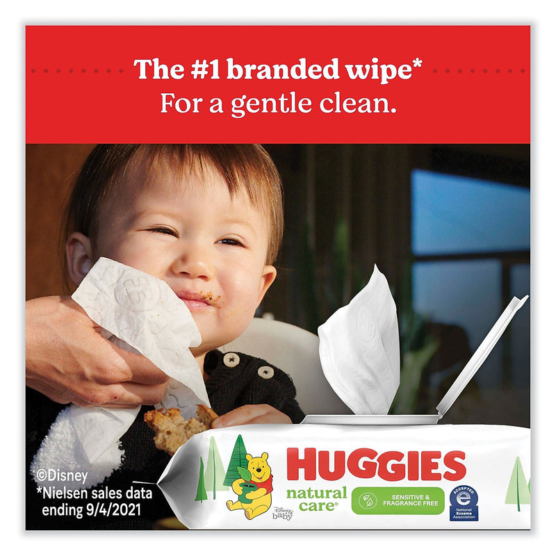 Huggies Natural Care Sensitive Baby Wipes, 1-Ply, Unscented, White, 184 Wipes/Pack, 3 Packs/Carton (31816)