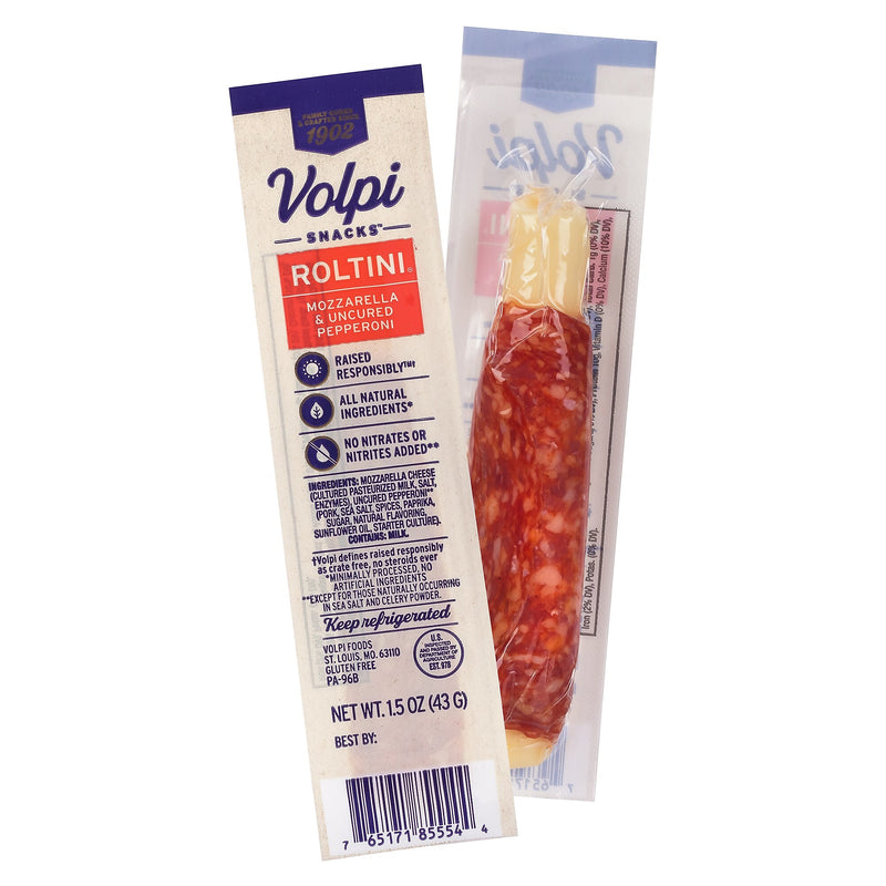 Volpi Roltini Singles, Uncured Pepperoni & Mozzarella, 1.5 oz, 24/Pack (220-02486)