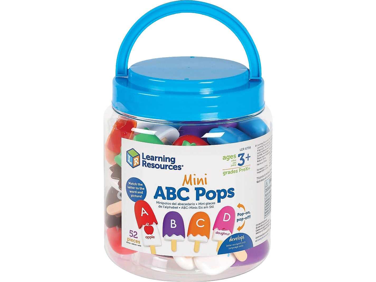 Learning Resources Mini ABC Ice Pops, Assorted Colors, 26/Set (LER6799)