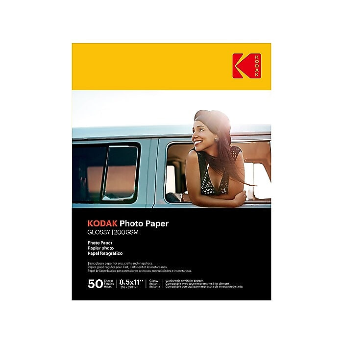 Kodak Glossy Photo Paper, 8.5" x 11", 50 Sheets/Pack (41182)