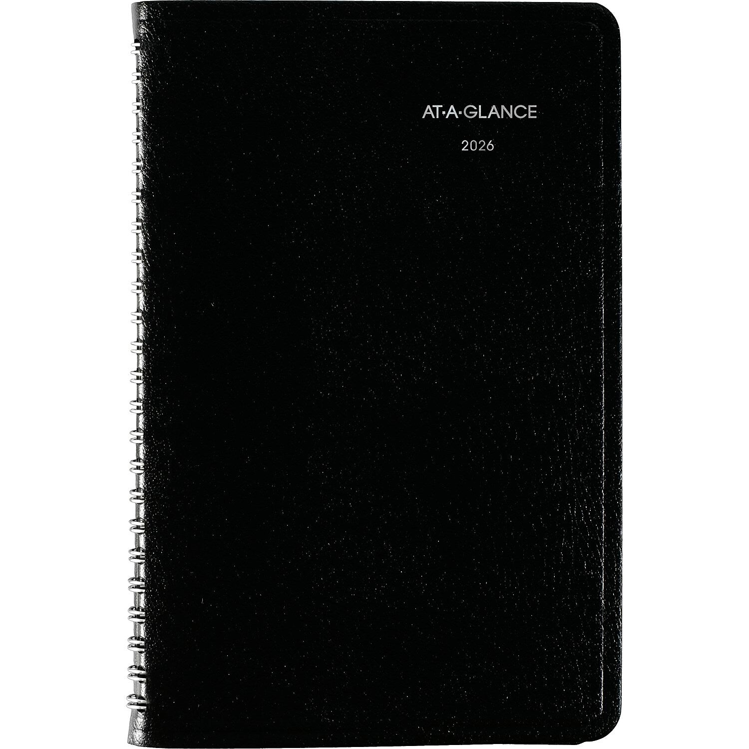 2026 AT-A-GLANCE DayMinder 5" x 8" Weekly Appointment Book, Faux Leather Cover, Black (G200-00-26)