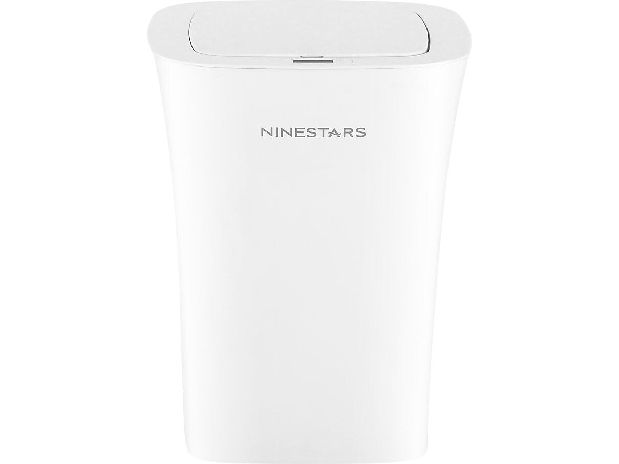 Nine Stars Plastic Sensor Trash Can, 2.6-Gallon, White (DZT-10-11)