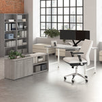 Bush Business Furniture Hustle 60"W Computer Desk and Low Storage Cabinet with Doors and Shelves, Platinum Gray (HUS011PG)