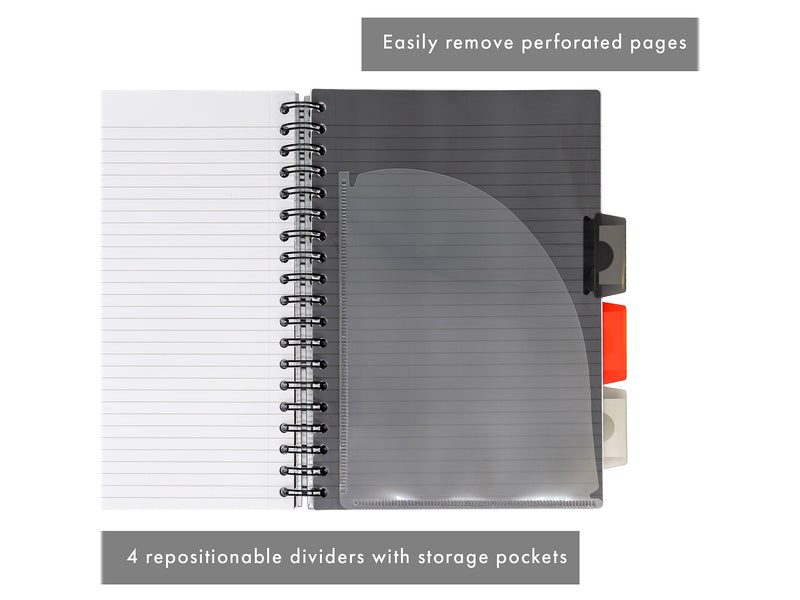 Pukka Pad Metallic 5-Subject Subject Notebooks, 6.9" x 9.8", College Ruled, 100 Sheets, Assorted Colors, 3/Pack (9589-MET)