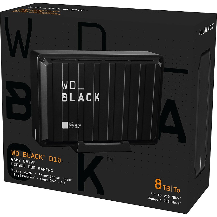 WD Black D10 8TB External USB 3.2 Hard Drive, Black (WDBA3P0080HBK-NESN)