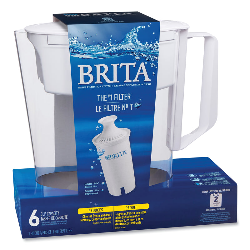 Brita Classic Water Filter Pitcher, 40 oz, 5 Cups, Clear, 2/Carton (CLO36089)