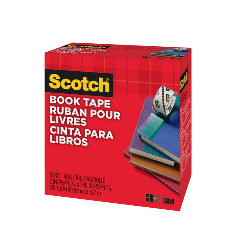 Scotch Book Transparent Clear Tape, 2" x 15 yds., 3" Core, Transparent (845-2)