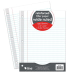 C-Line Reinforced Wide Ruled Filler Paper, 8" x 10.5", 3-Hole Punched, 100 Sheets/Pack, 6/Bundle (CLI21032-6)