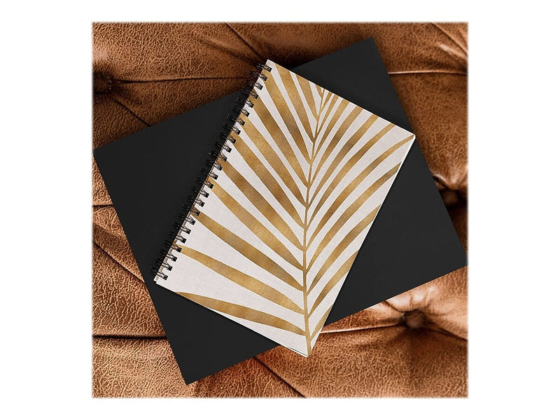 DENY Designs Metallic Gold Palm Leaf by Modern Tropical Notebook, 5.5" x 8.25", Dotted, 40 Sheets, White/Gold