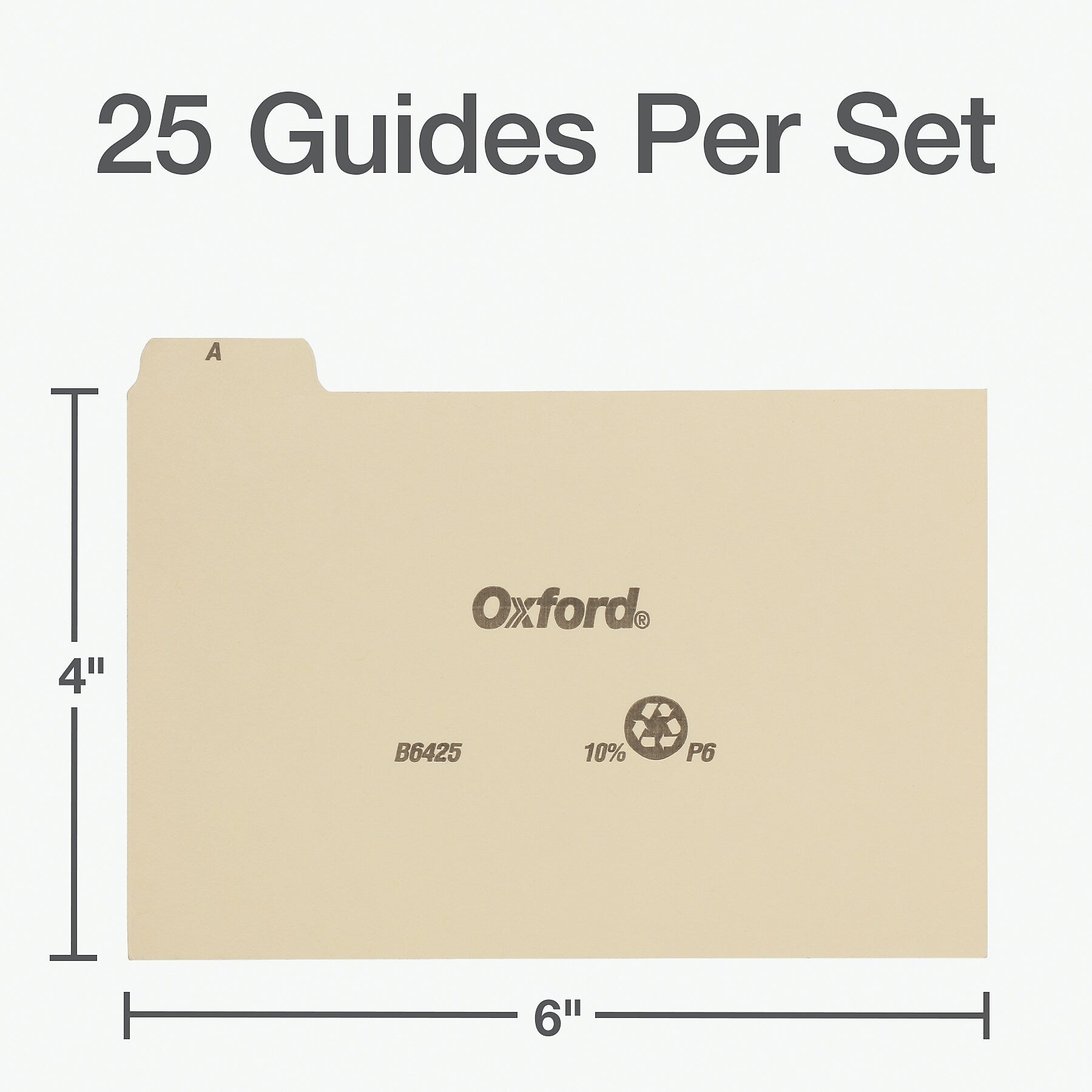 Oxford Index Card Dividers, 4" x 6", Manila, 25/Set (B6425)