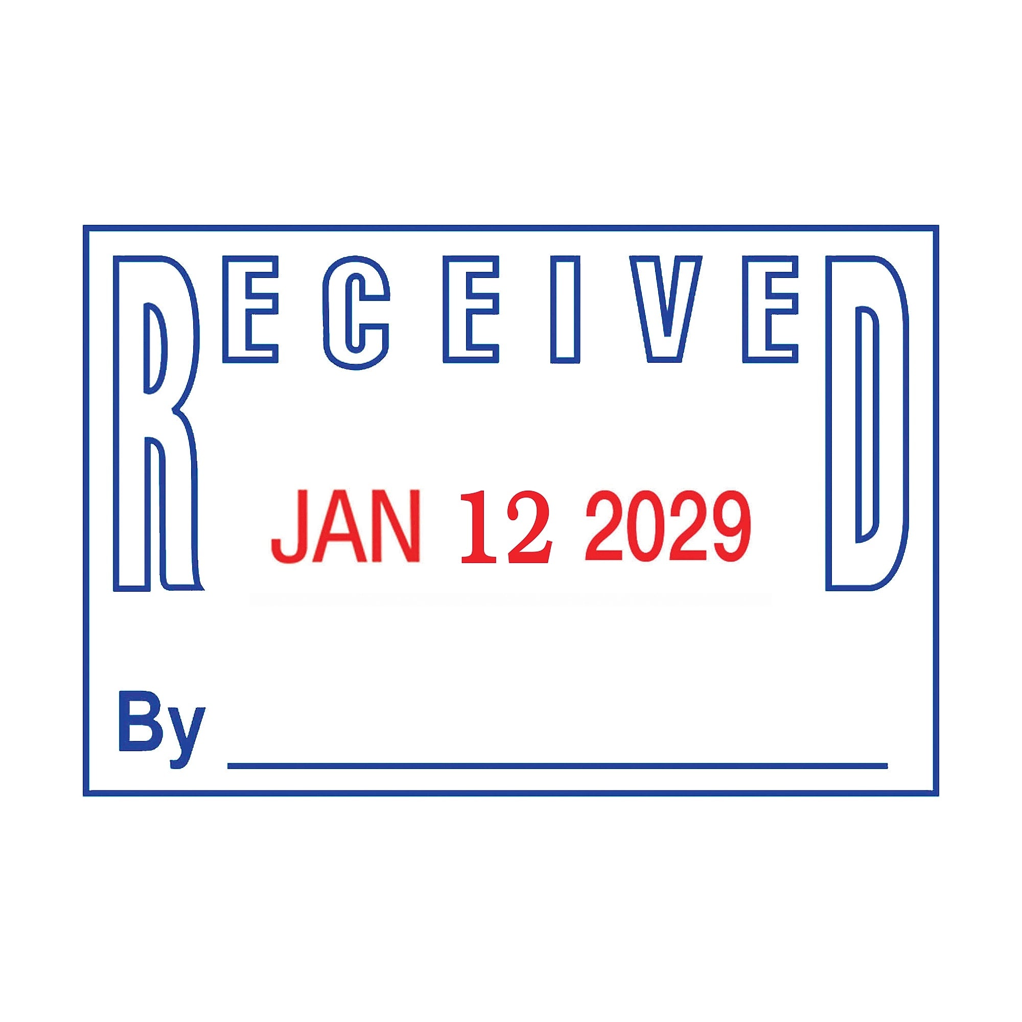 2000 Plus S-360 Received Rectangle Dater Stamp, Blue and Red Ink, 1 3/4" x 1 1/4" (011034)