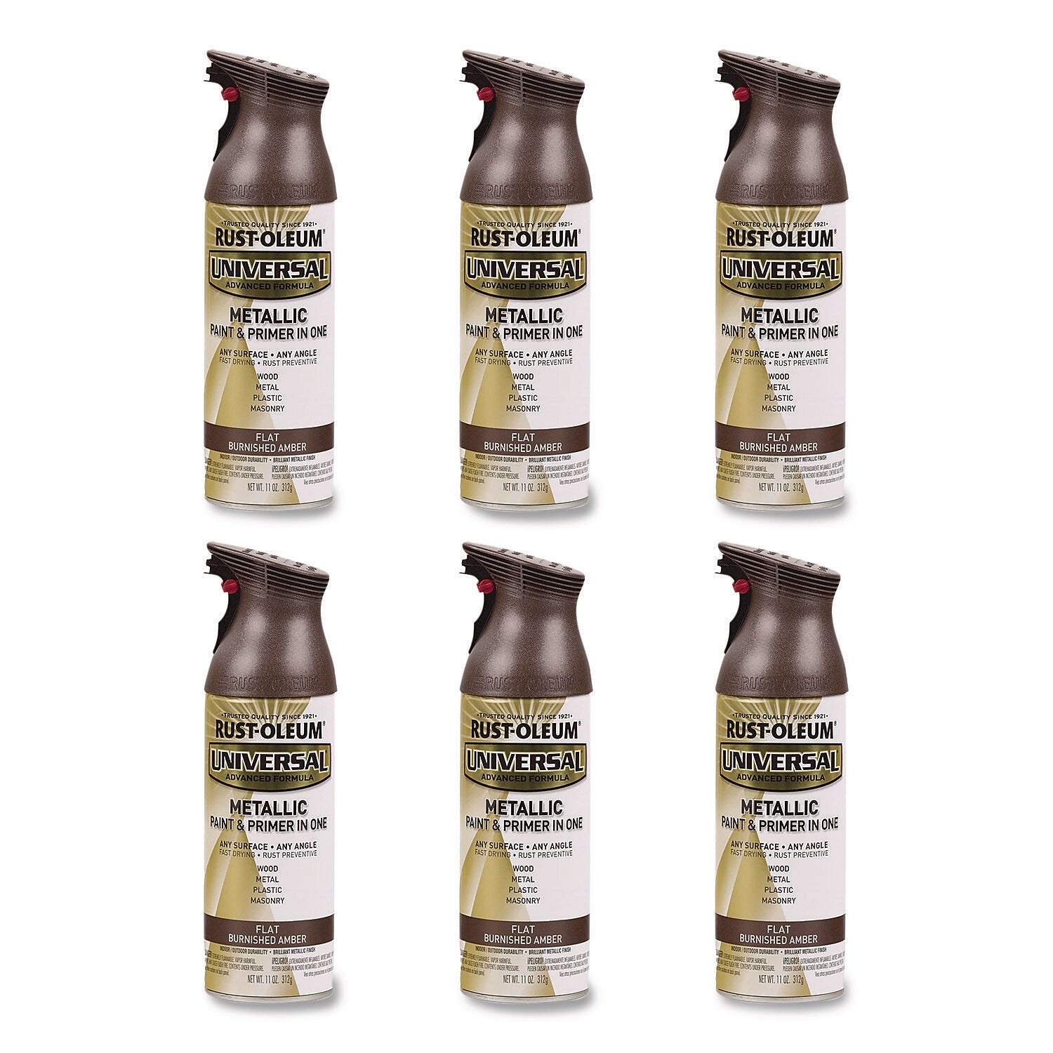 Rust-Oleum Universal Premium Spray Paint, Amber, 12 oz., 6/Carton (271472)