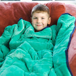 Bouncyband Soft Fleece 7 lb. Weighted Small Sensory Blanket for Kids, 56" x 36", Blue/Green (BBALPWB7BU)