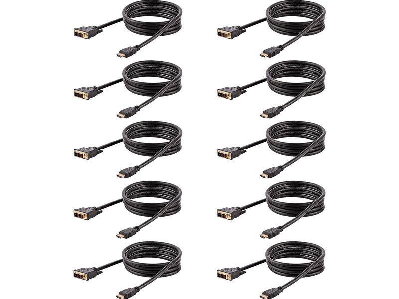 StarTech 6' DVI-D to HDMI Display Cable, Male to Male, Black, 10/Pack (HDMIDVIMM610PK)