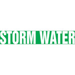 ACCUFORM SIGNS® Self-Stick Pipe Marker, STORM WATER, 3/4" to 1-1/4", White/Green, Each
