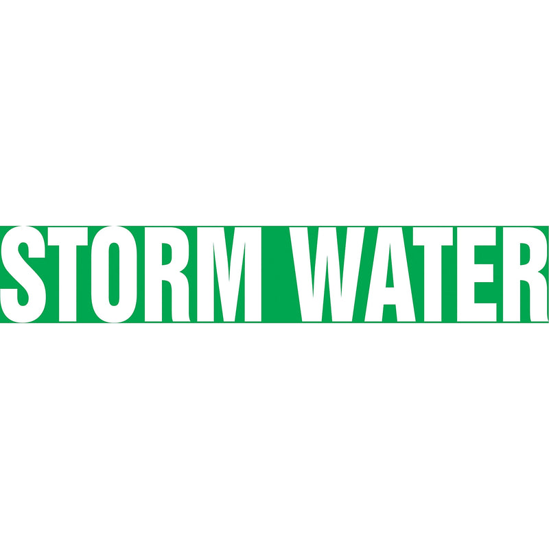 ACCUFORM SIGNS® Self-Stick Pipe Marker, STORM WATER, 3/4" to 1-1/4", White/Green, Each