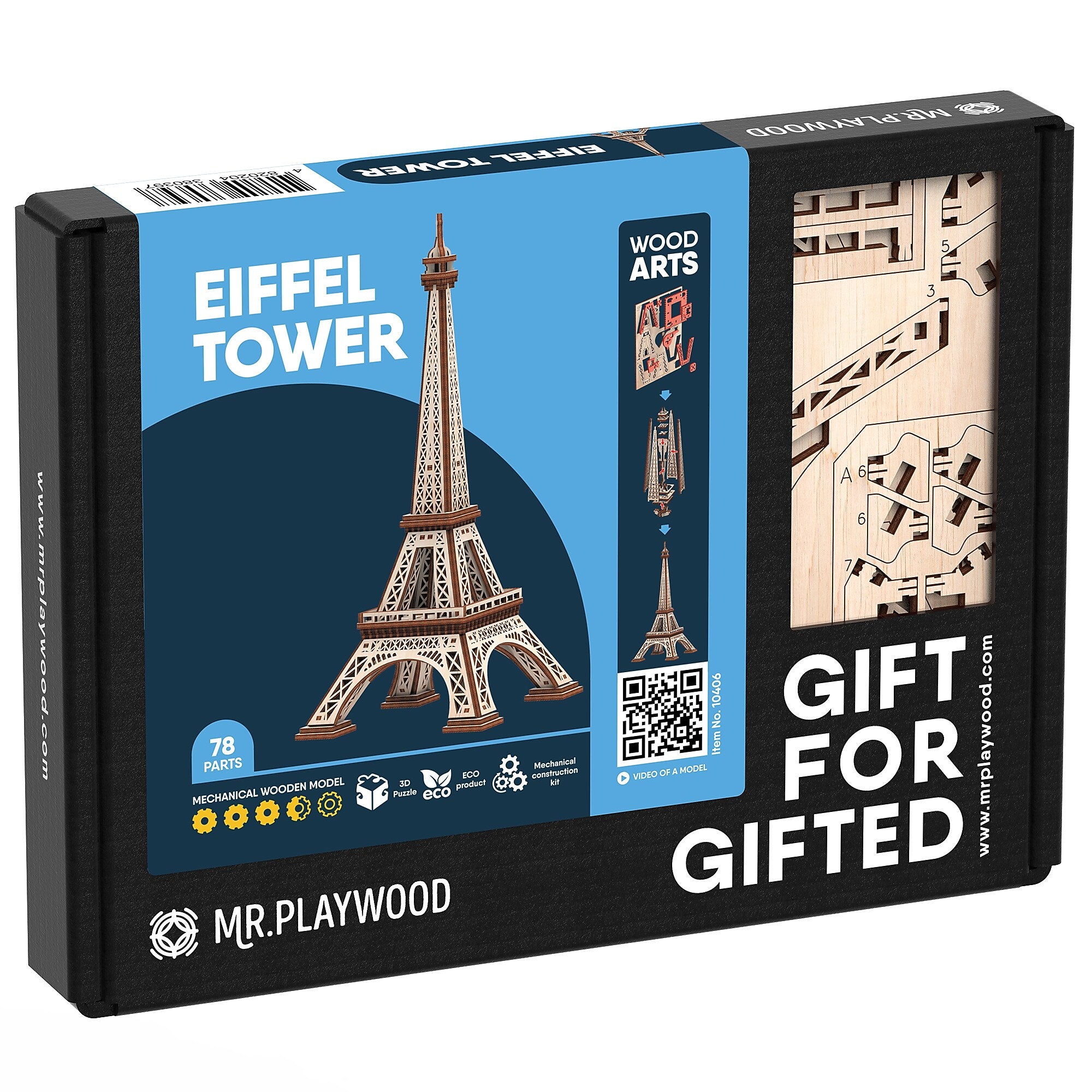 Mr.Playwood Eiffel Tower Wooden 3D Model, STEM Building Kit, 78 Pieces/Set (AVRAV1612103)
