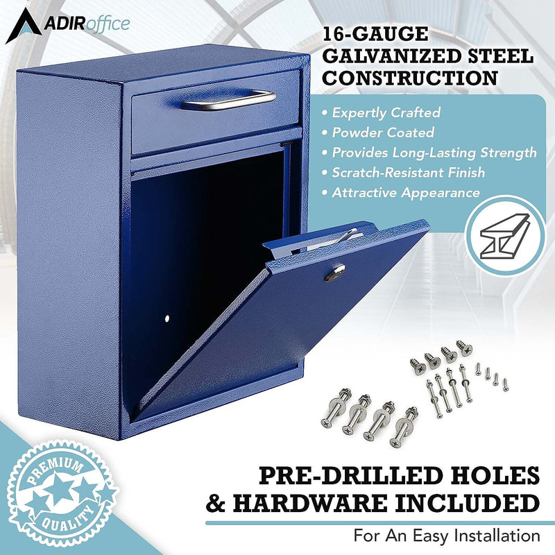 AdirOffice Steel Indoor/Outdoor Interoffice Mailbox, Blue (631-05-BLU)