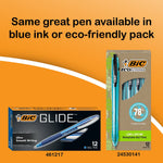 BIC Glide Retractable Ballpoint Pen, Medium Point, 1.0mm, Black Ink, Dozen (14347/VCG11BK)