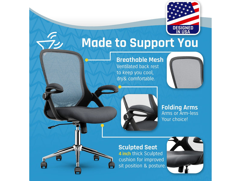 Click365 Ergonomic Fabric/Mesh Swivel Task Chair, Gray (CCHR10003B)