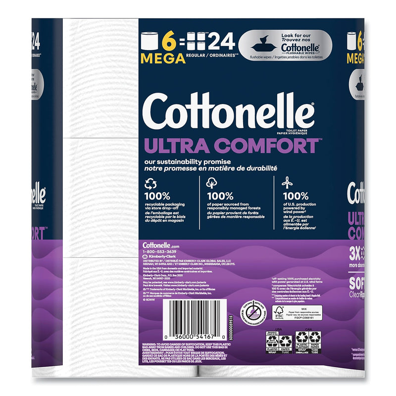 Cottonelle Ultra ComfortCare Toilet Paper, 2-Ply, White, 284 Sheets/Roll, 36 Rolls/Carton (KCM55707)
