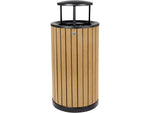 Alpine Industries Steel Outdoor Trash Can with Rain Bonnet Lid, 32 Gallon, Cedar (ALP4400-01-CD-RB)