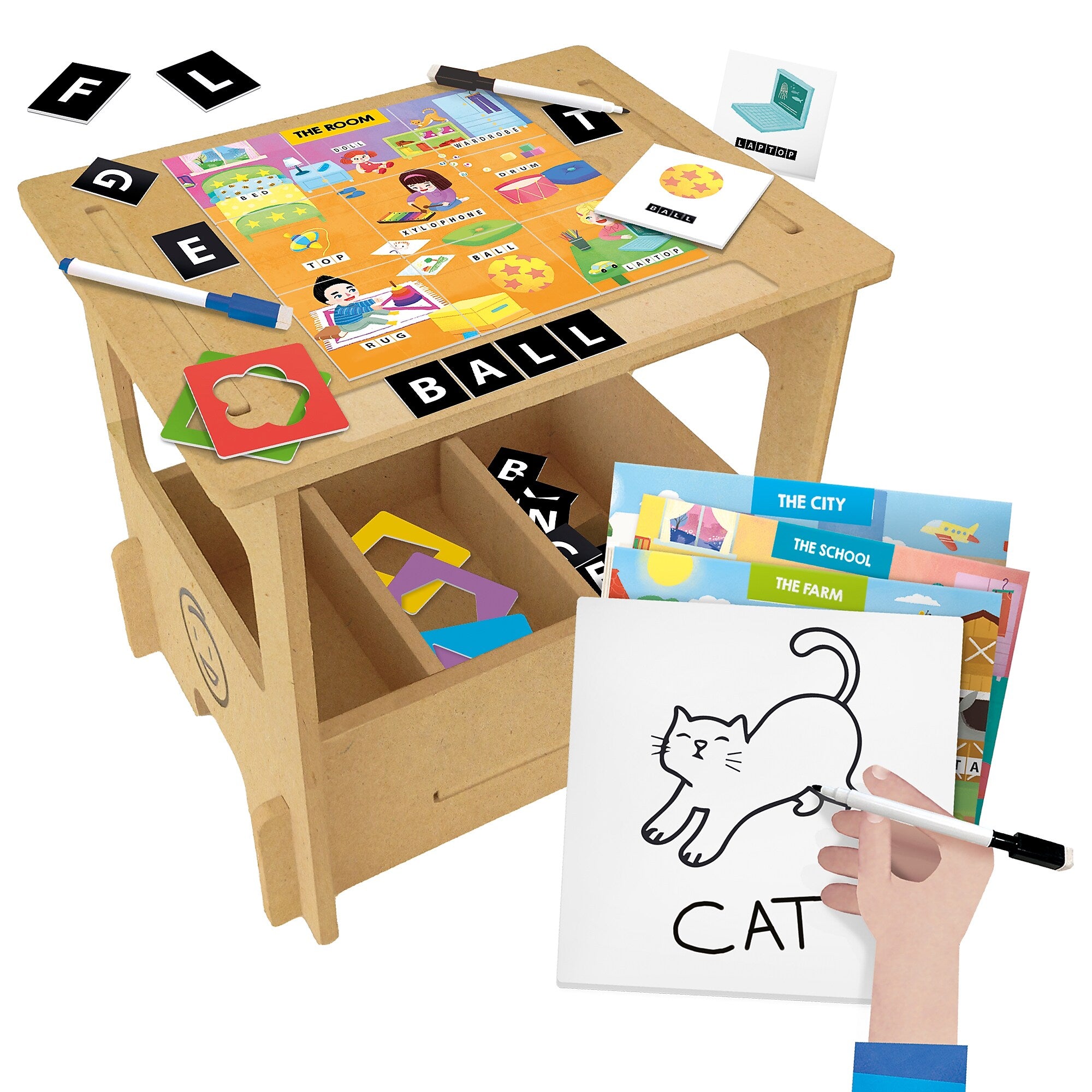 Headu Wooden Desk Writing School, Assorted Colors (HDUEN60575)