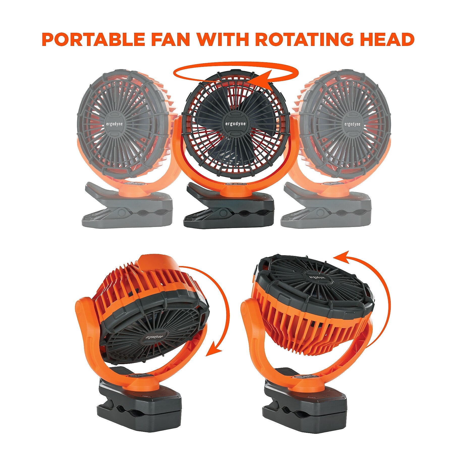 Ergodyne Chill-Its 6090 9.5" Clip Fan, 2-Speed, Orange (12800)