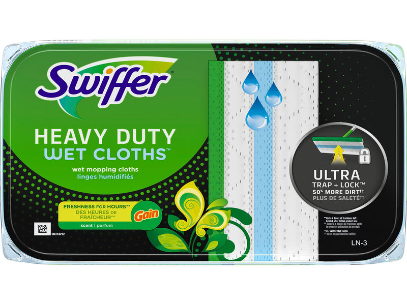 Swiffer Heavy-Duty Wet Cloths, Gain Scent, White, 10/Pack (76471)