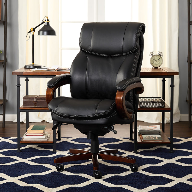 La-Z-Boy Trafford Ergonomic Bonded Leather Swivel Executive Chair, Black (45782A)