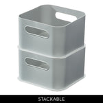 iDESIGN Medium Stackable Plastic Storage Bin, 5" x 8.43" x 8.43", Gray, 4/Pack (29213M4)