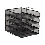Mind Reader 4-Tier Stackable Paper Desk Tray, Metal Mesh, Black, 4/Pack (BSTACK4-BLK)