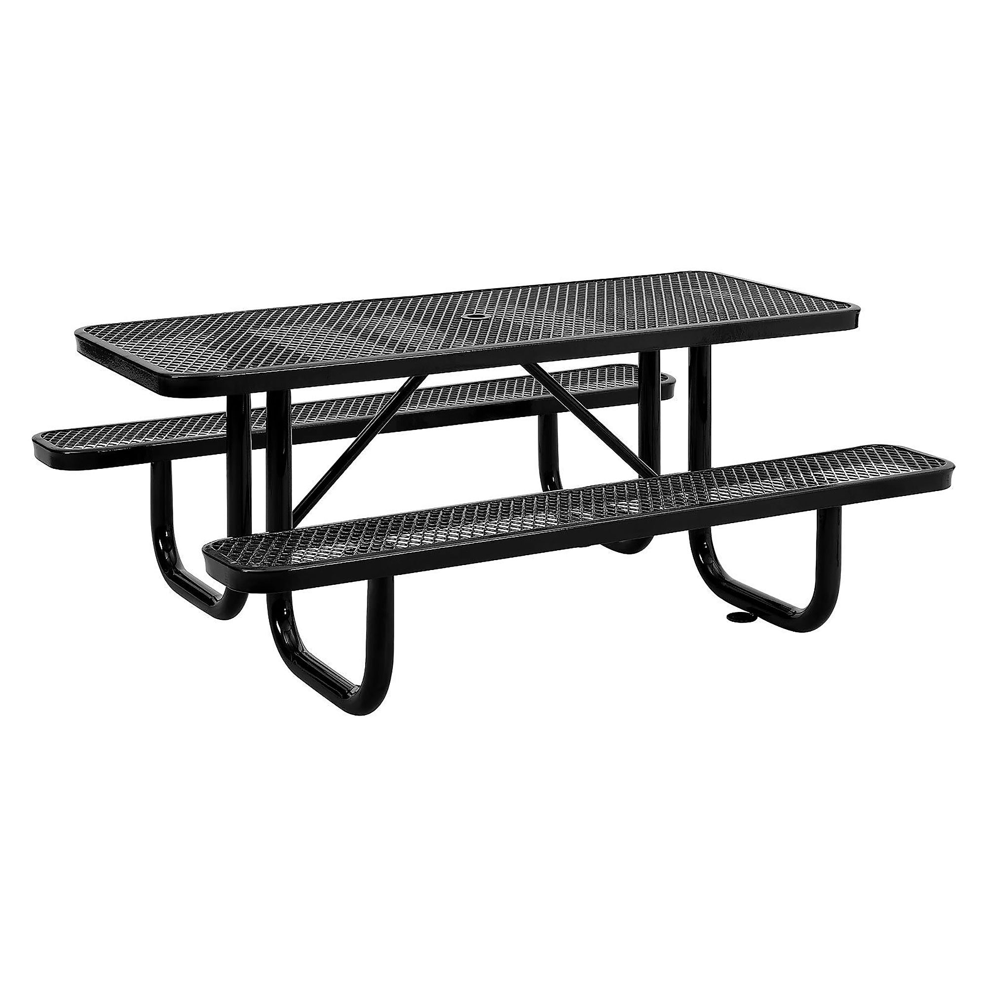 Global Industrial 6' Rectangular Outdoor Steel Picnic Table, Expanded Metal, Black (277152BK)
