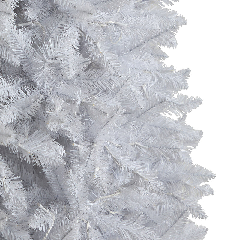 Nearly Natural 10-ft Slim White Artificial Christmas Tree with 800 Warm White LED Lights and 2420 Bendable Branches (T3364)