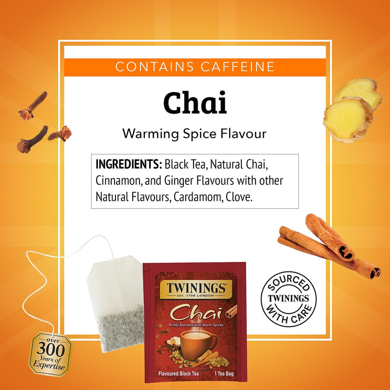Twinings Chai Black Tea Bags, 3.53 oz., 50/Box (TNA55503)