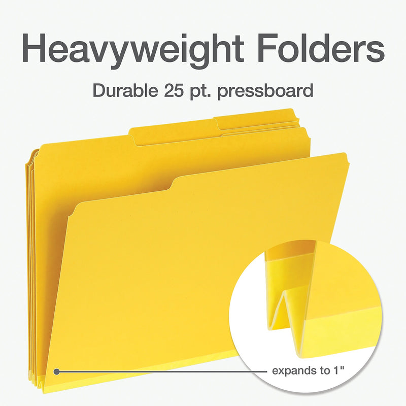 Pendaflex Recycled File Folder, 1-Tab, Assorted, Letter Size, Yellow, 25/Box (1007022)