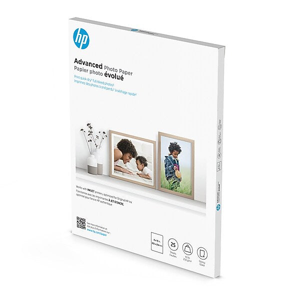 HP Advanced Photo Paper, Glossy, 8" x 10", 25 Sheets/Pack (6J777A)
