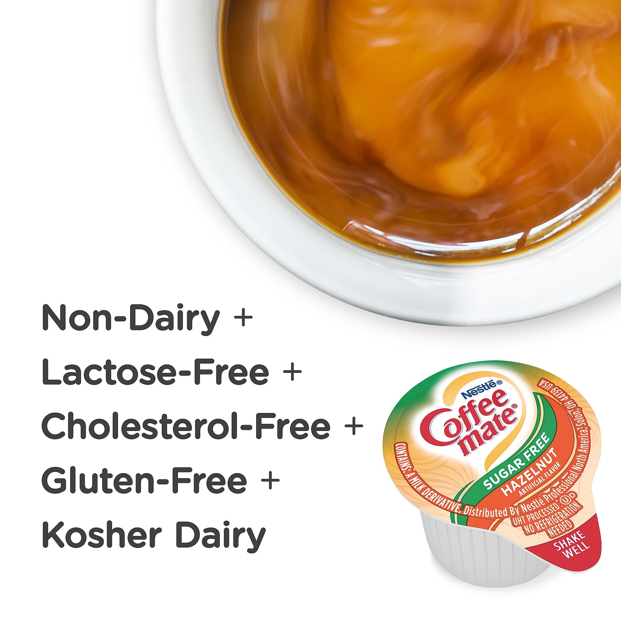 Coffee mate Zero Sugar Hazelnut Liquid Creamer, .375oz., 50/Box, 4 Boxes/Carton (NES98468CT)
