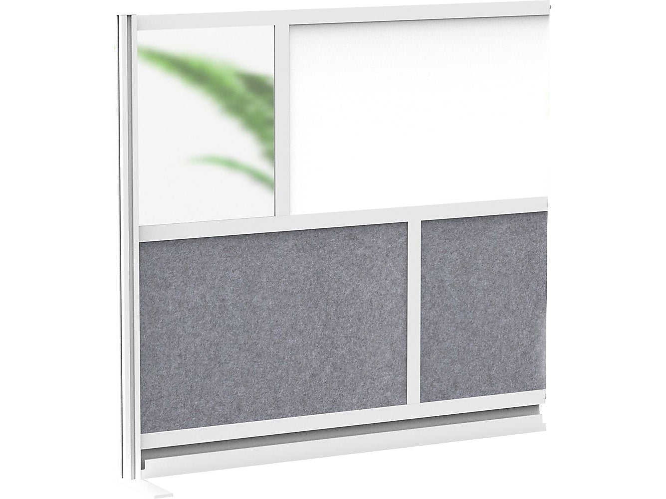 Luxor Workflow Series 4-Panel Modular Room Divider System Add-On Wall with Whiteboard, 48"H x 53"W, Gray/Silver