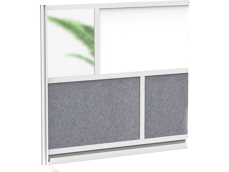 Luxor Workflow Series 4-Panel Modular Room Divider System Add-On Wall with Whiteboard, 48"H x 53"W, Gray/Silver