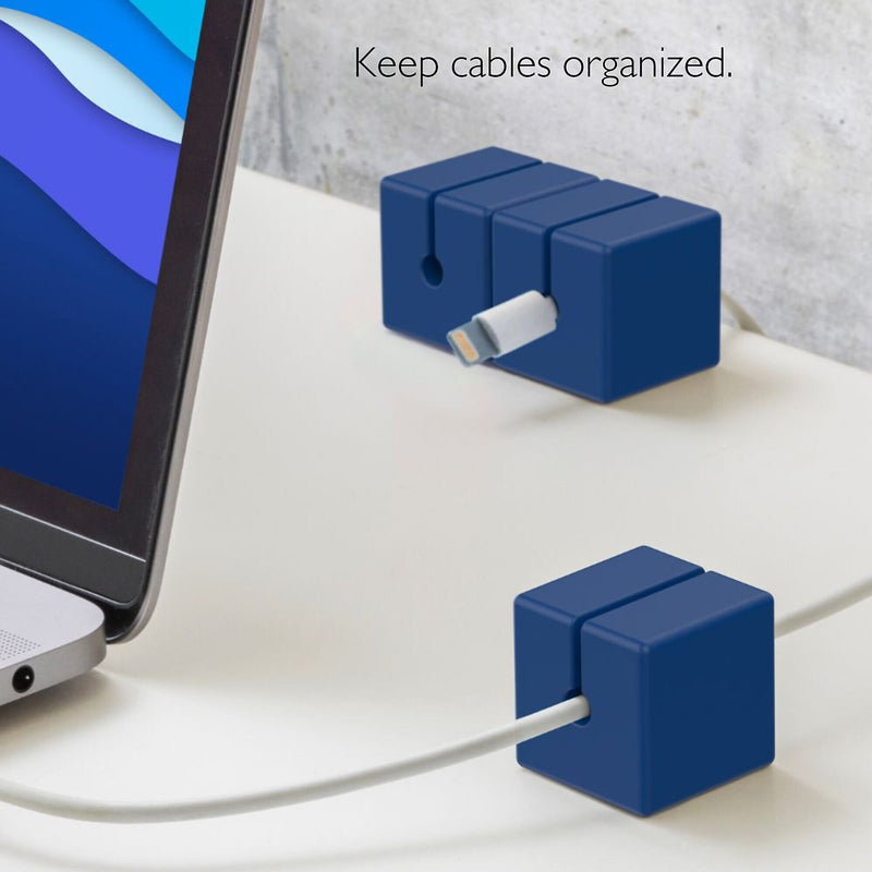 Function101 Cable Blocks, Magnetic Cable Organizers, Blue, 3/Pack (F101-CBXL3)