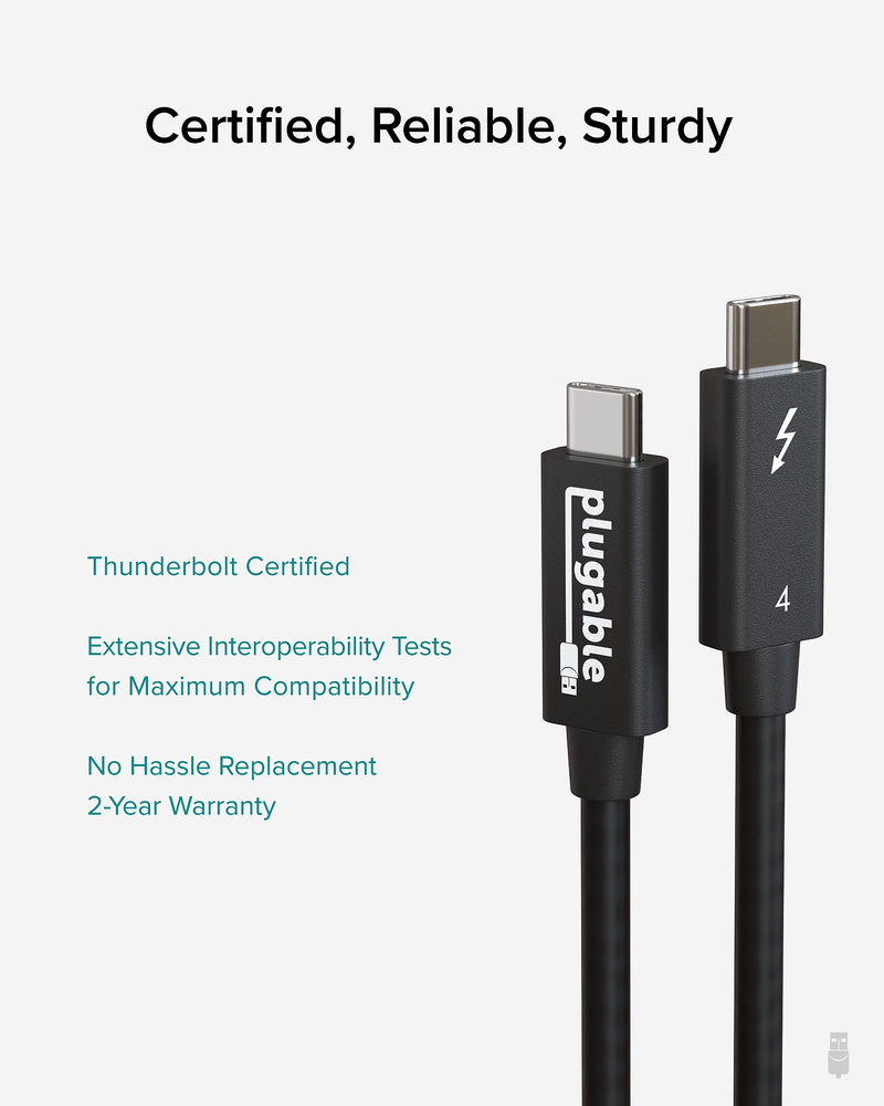 Plugable 6.56' USB C Power Cable, Black (TBT4-40G2M)