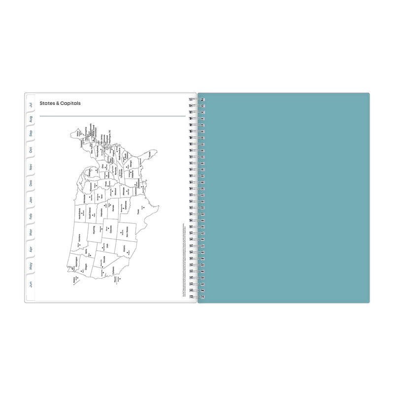 2025-2026 Blue Sky Teacher Dots 8.5" x 11" Academic Year Weekly & Monthly Planner, Plastic Cover, Multicolored (100330-A26)
