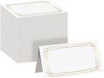 Better Office 2" x 3.5" White/Gold Table Tent Place Card, 100/Pack (64648-100PK)